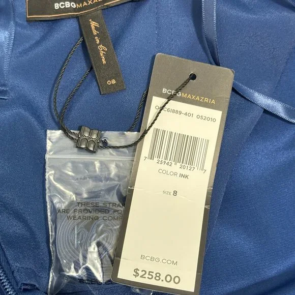 NWT Blue Silk Strapless Dress BCBGMaxAzria - Picture 5 of 8